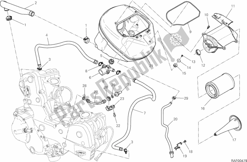 Tutte le parti per il Presa D'aria - Sfiato Olio del Ducati Hypermotard Hyperstrada USA 821 2015